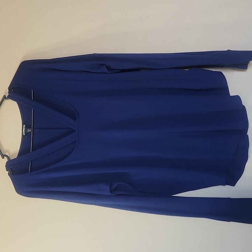 Women Expess criss cross V-neck sweater color Bule size Medium